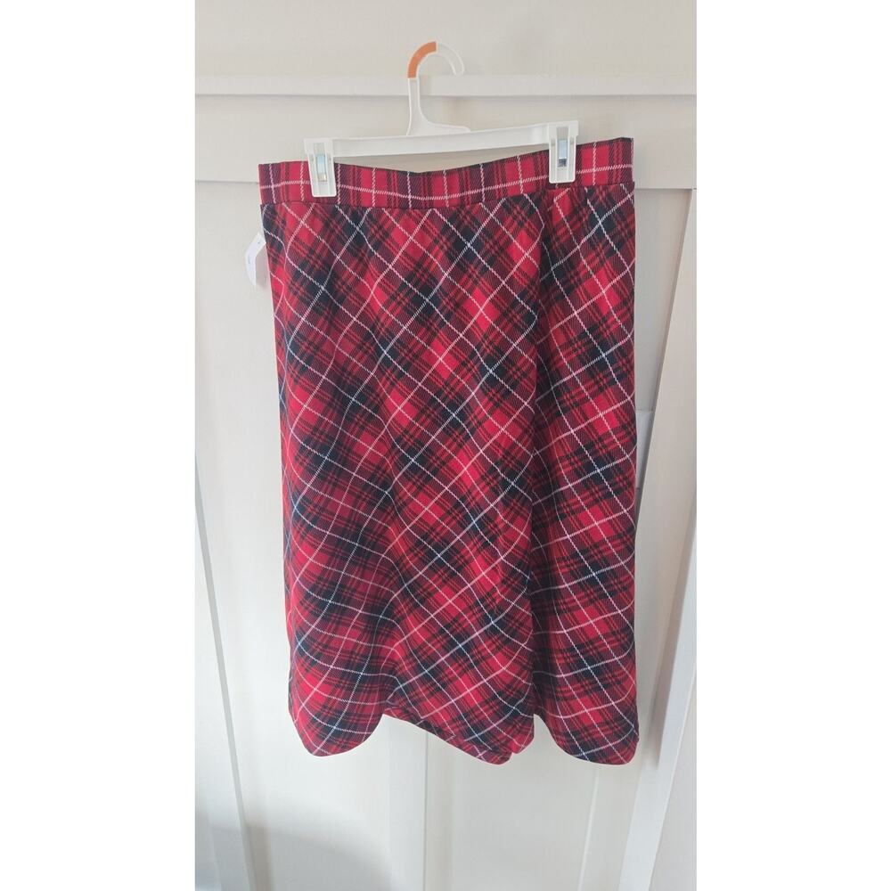 Serengeti Red Plaid Tartan Midi Skirt Size XL